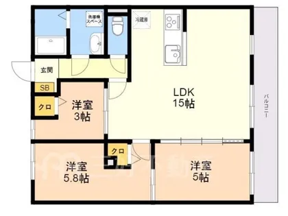 プレシャス多々良【303号室】の間取り
