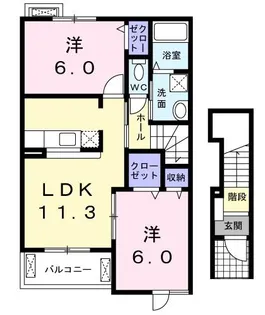 エトワール・フィラントA棟 栗東市辻【2階】の間取り