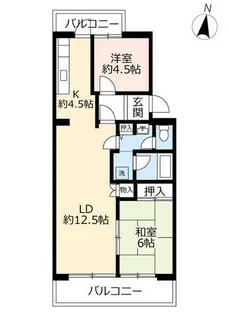 2LDKの間取り画像