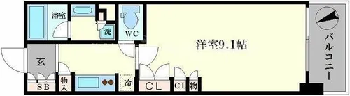 パークアクシス本町【14階】の間取り