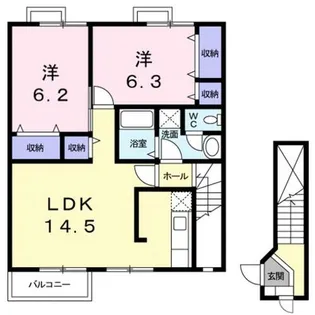 サンセールA棟 野洲市小篠原【2階】の間取り
