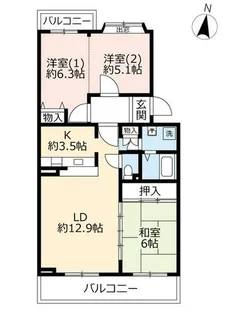 UR小金台【0030302号室】の間取り