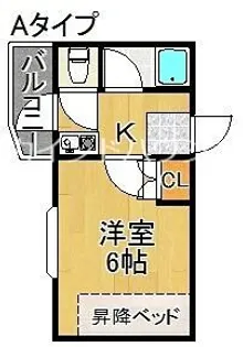 リヴァー住之江A棟【4階】の間取り