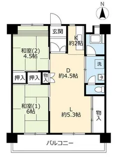 2LDKの間取り画像