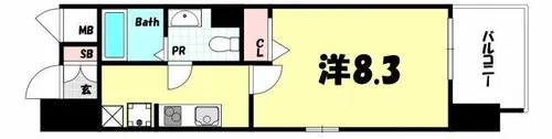 アドバンス三宮4ルシール【8階】の間取り