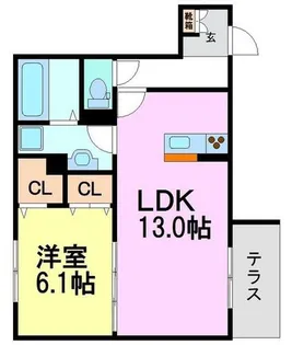エスペランサ西難波【1階】の間取り