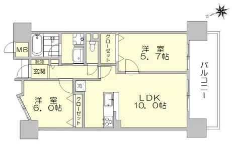 アンピールリーヴァス天神【305号室】の間取り
