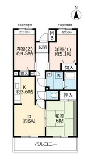 URアルビス五月ヶ丘【1270403号室】の間取り