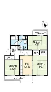 UR洛西新林北【0010203号室】の間取り