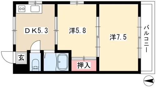 エポック城【2A号室】の間取り