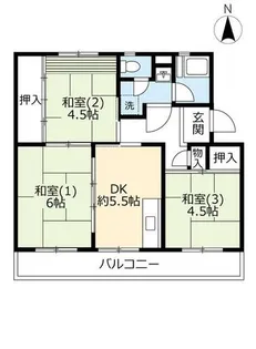 UR南新田【0190303号室】の間取り
