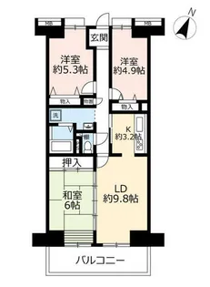 UR白鳥パークハイツ大宝【0070608号室】の間取り