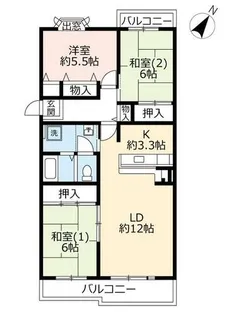 UR平城左京【0080403号室】の間取り