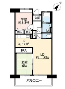 UR津田北町【0010402号室】の間取り