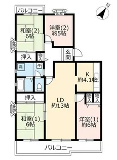 UR平城左京【0080404号室】の間取り