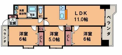 ルシール田辺【5階】の間取り