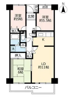 UR白鳥パークハイツ日比野東【0020201号室】の間取り