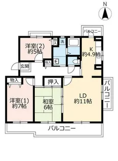 URコンフォールかぶと台【0060101号室】の間取り