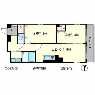 フルール川端【3階】の間取り