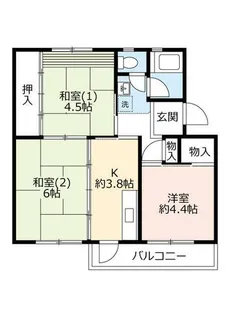 UR男山【B260306号室】の間取り