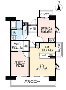 UR八尾若草【0050101号室】の間取り