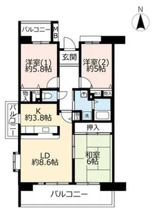 UR香里ヶ丘みずき街【0100108号室】の間取り