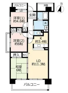 URアーバンラフレ虹ヶ丘西【0040707号室】の間取り