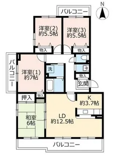 URコンフォールかぶと台【0050104号室】の間取り