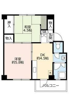 UR香里【E070401号室】の間取り