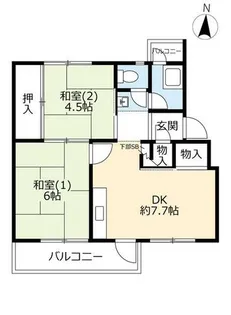 UR香里【D030103号室】の間取り