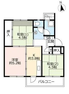 UR香里【E260201号室】の間取り