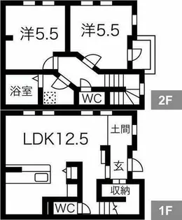 2LDKの間取り画像