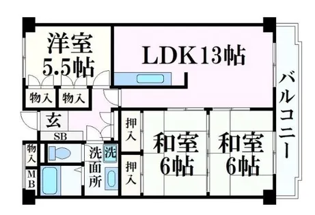 高楽ハイツ【5階】の間取り