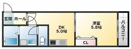 ノイヴェル小若江【2階】の間取り