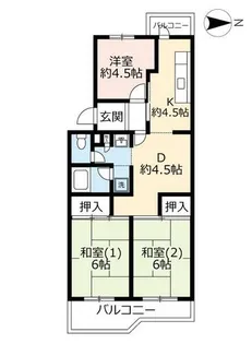 UR西京極【0020501号室】の間取り