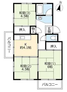 UR中登美第三【E060201号室】の間取り