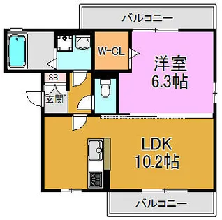 グレース中谷 A・B棟【3階】の間取り