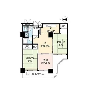 UR武庫川【0192313号室】の間取り