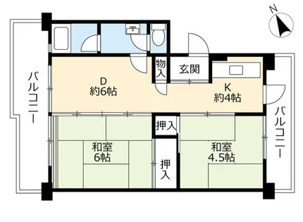 UR朝倉【0190409号室】の間取り