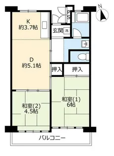 UR津久野南【0011107号室】の間取り