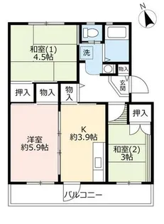 UR新多聞【4240104号室】の間取り