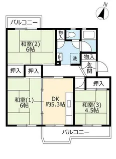 UR中山五月台【0090104号室】の間取り