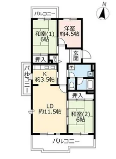 URグリーンタウン槇島【0110504号室】の間取り