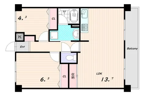 ノーブル須磨【4階】の間取り