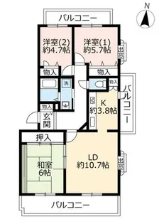 UR高槻 阿武山八番街【0080401号室】の間取り