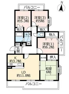 UR高槻 阿武山八番街【0040101号室】の間取り