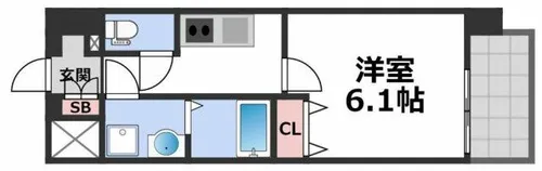 レジュールアッシュ天王寺クレア【6階】の間取り