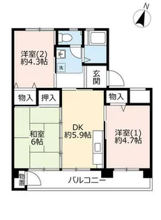 UR中登美第三【F070302号室】の間取り