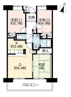 UR茨木三島丘イースト【0051109号室】の間取り
