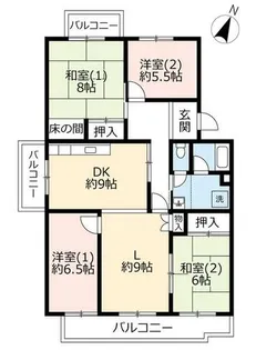 UR洛西竹の里【0030506号室】の間取り